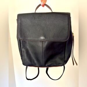 Fossil Claire Leather Backpack - Black and Brown - Adjustable Straps